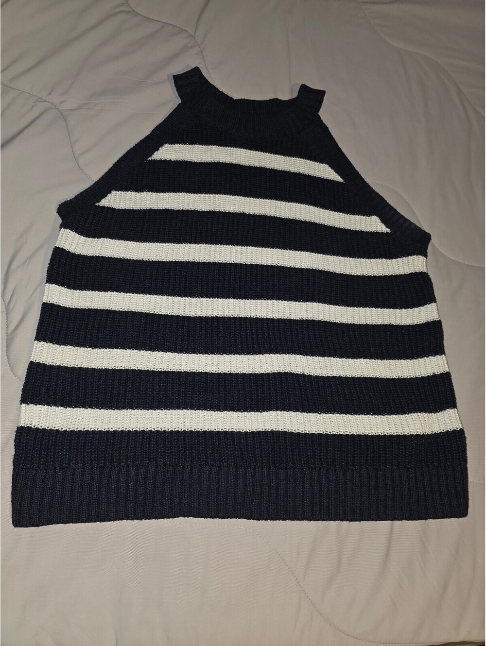 Old Navy Shaker Halter knitted Sweater Tank - Small - Navy White Stripe Coastal